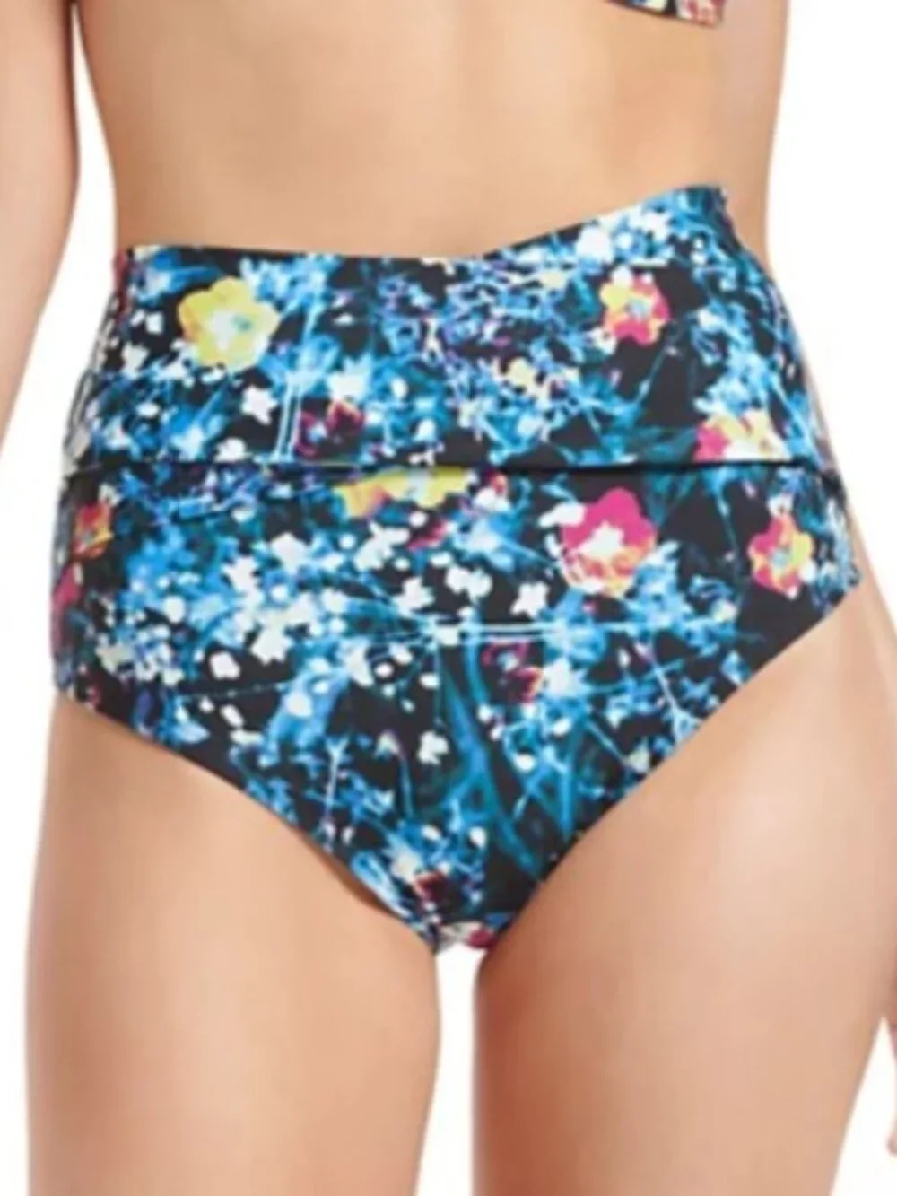 Calvin Klein Printed High-Waist Draped-Front Tummy-Control Swim Bottoms